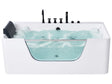 Bathtub with Hydro Massage White Acrylic Stainless Steel Black Fittings 1600 x 750 mm Glass Panel Headrest Beliani