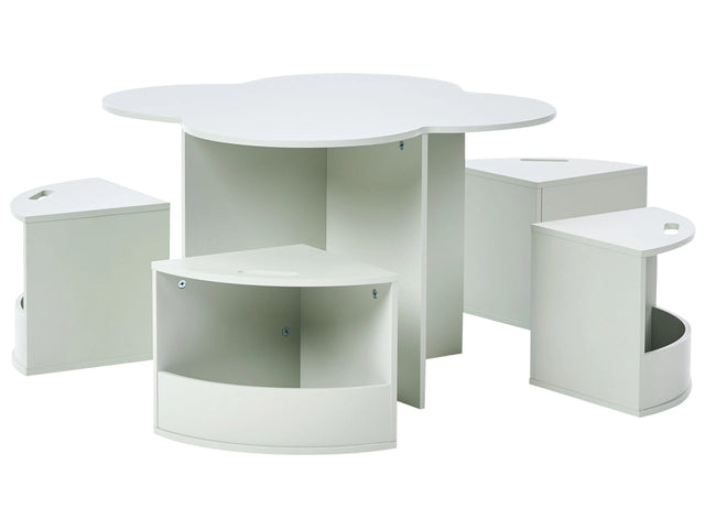 4 Seater Kids Set Table with Chairs Light Green Storage MDF Stylish Kids Room Playroom Beliani