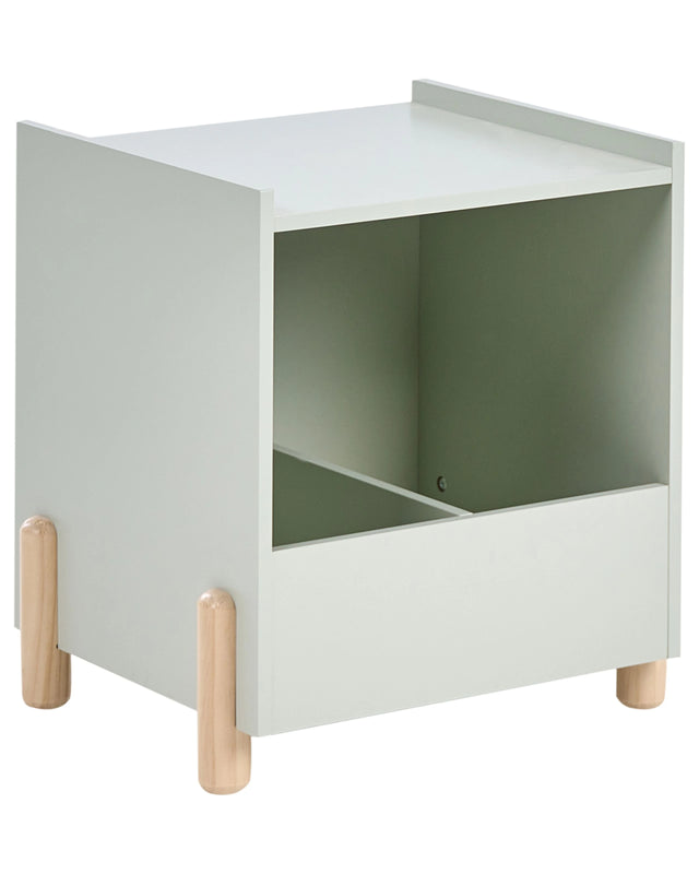Bedside Table Nightstand Light Green MDF Pine Wood Legs Nursery Storage Kids Room Beliani