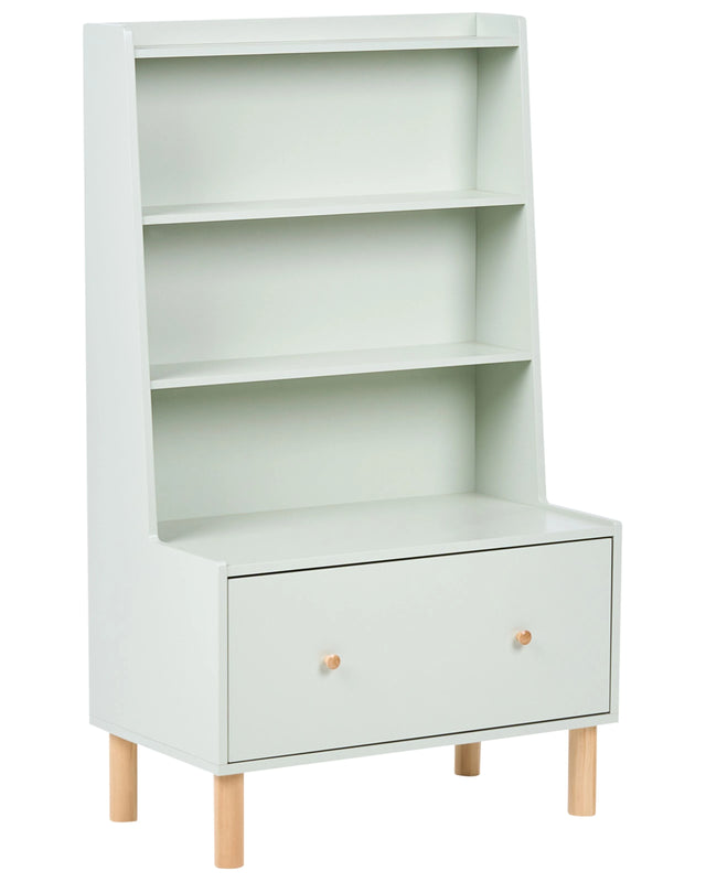 3 Tier Bookshelf Light Green MDF Pine Wood Legs Playroom Storage Kids Room Beliani