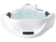 Corner Hot Tub with Hydro Massage White Acrylic Stainless Steel Fittings 2200 x 160 mm Waterfall Headrests 2 Seater Beliani