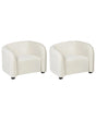 Set of 2 Armchairs Off-White Velvet Upholstered Curved Backrest Shape Modern Living Room Furniture Beliani