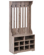 Shoe Storage with Coat Rack Dark Brown Chipboard 10 Shoe Compartments 5 Hooks Beliani