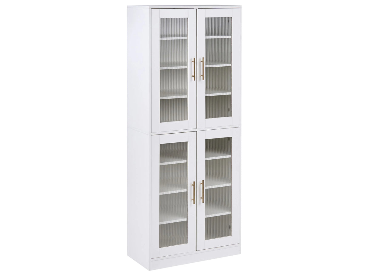 Shoe Cabinet Chipboard Tempered Glass Tall Cabinet for Living Room Hallway 2 Doors 8 Shelves  with LED Stripe Beliani