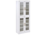 Shoe Cabinet Chipboard Tempered Glass Tall Cabinet for Living Room Hallway 2 Doors 8 Shelves  with LED Stripe Beliani