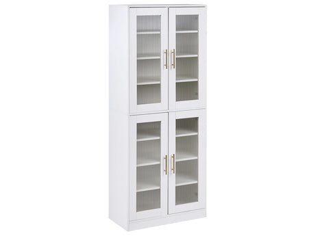 Shoe Cabinet Chipboard Tempered Glass Tall Cabinet for Living Room Hallway 2 Doors 8 Shelves  with LED Stripe Beliani