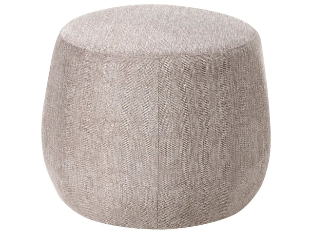 Pouffe Light Brown Taupe Upholstered Ottoman Footstool Drum Round Modern Beliani