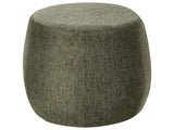 Pouffe Dark Green Fabric Upholstered Ottoman Footstool Drum Round Modern Beliani