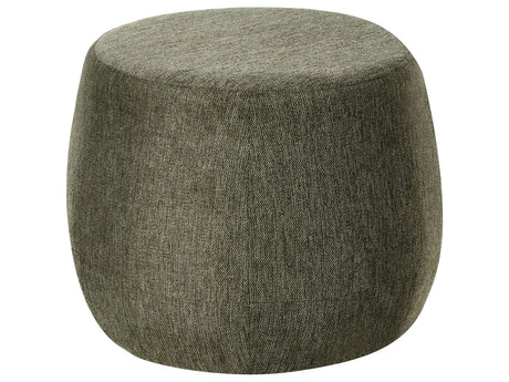 Pouffe Dark Green Fabric Upholstered Ottoman Footstool Drum Round Modern Beliani