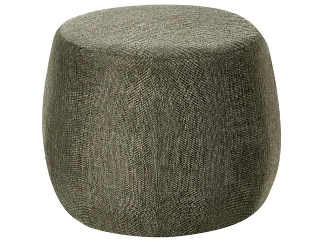 Pouffe Dark Green Fabric Upholstered Ottoman Footstool Drum Round Modern Beliani