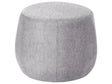 Pouffe Light Grey Fabric Upholstered Ottoman Footstool Drum Round Modern Beliani