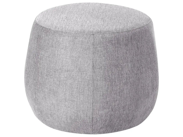 Pouffe Light Grey Fabric Upholstered Ottoman Footstool Drum Round Modern Beliani