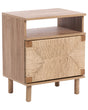 Bedside Table Light Brown Particle Board Paper Rope Front Nightstand Modern Boho Style Bedroom Storage Beliani