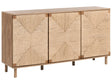 3 Door Sideboard Light Brown Particle Board 150 cm Paper Rope Front Cabinet Modern Boho Style Living Room Storage Beliani