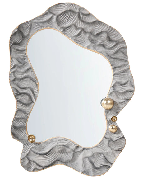 Wall Mirror Grey MDF Iron Frame Traditional Modern Style Wall Piece Decor Beliani