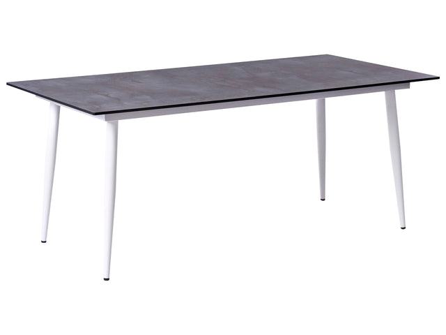 Garden Dining Table Grey HPL Top White Aluminium Frame UV Water Rust Resistant Outdoor Patio Modern Style Beliani