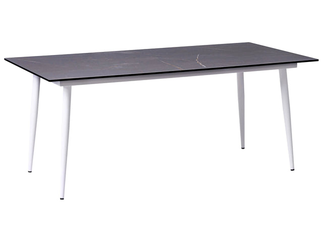 Garden Dining Table Dark Grey HPL Top White Aluminium Frame UV Water Rust Resistant Outdoor Patio Modern Style Beliani