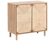 2 Door Sideboard Light Brown 80 cm Particle Board Paper Rope Front Cabinet Modern Boho Style Living Room Storage Beliani