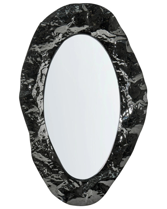 Ornament Wall Mirror Black Stainless Steel MDF Frame Traditional Industrial Style Wall Piece Decor Beliani