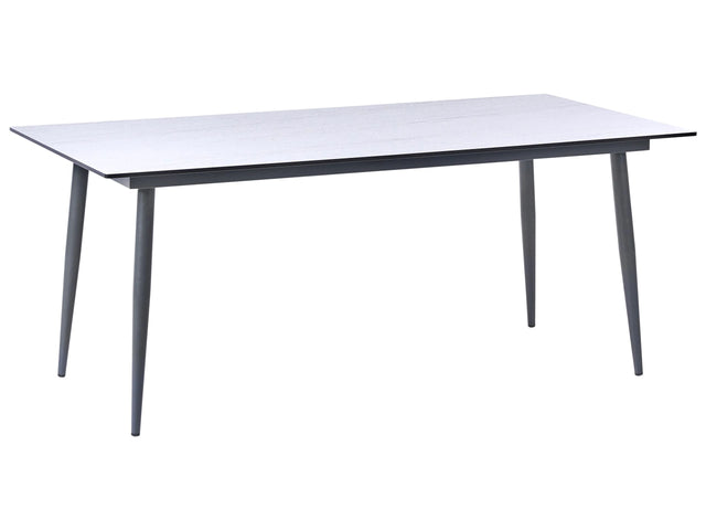Garden Dining Table Dark Grey HPL Top Travertine Effect Aluminium Frame UV Water Rust Resistant Outdoor Patio Modern Style Beliani