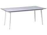 Garden Dining Table White HPL Top Travertine Effect Aluminium Frame UV Water Rust Resistant Outdoor Patio Modern Style Beliani