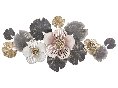 Wall Decor Multicolour Metal Handmade Floral Leaf Botanical Sculpture Glam Art Deco Modern Beliani