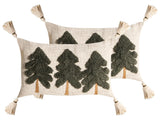 Set of 2 Scatter Cushions Light Beige and Green Cotton Fabric Decorative Christmas Motif 30 x 50 cm Home Accessory Beliani