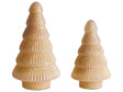 Set of 2 Decorative Figurines Beige Glass Christmas Trees Festive Decoration Handmade 2 Different Sizes Beliani