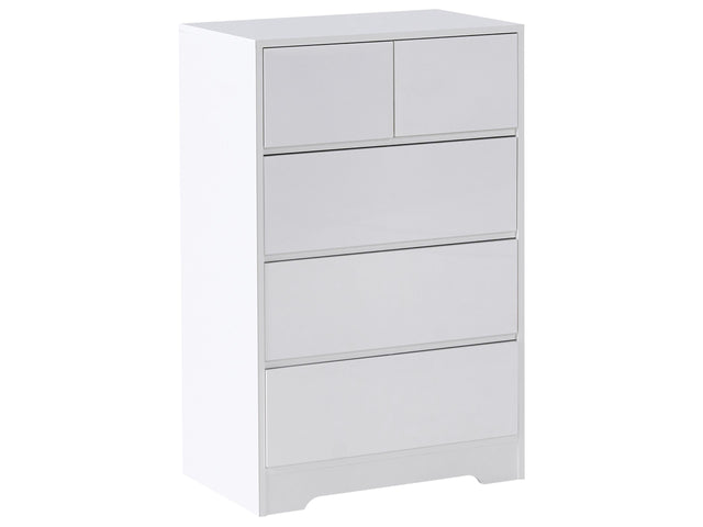 Sideboard White 5 Drawer Chest MDF Storage Unit Scandinavian Style Beliani
