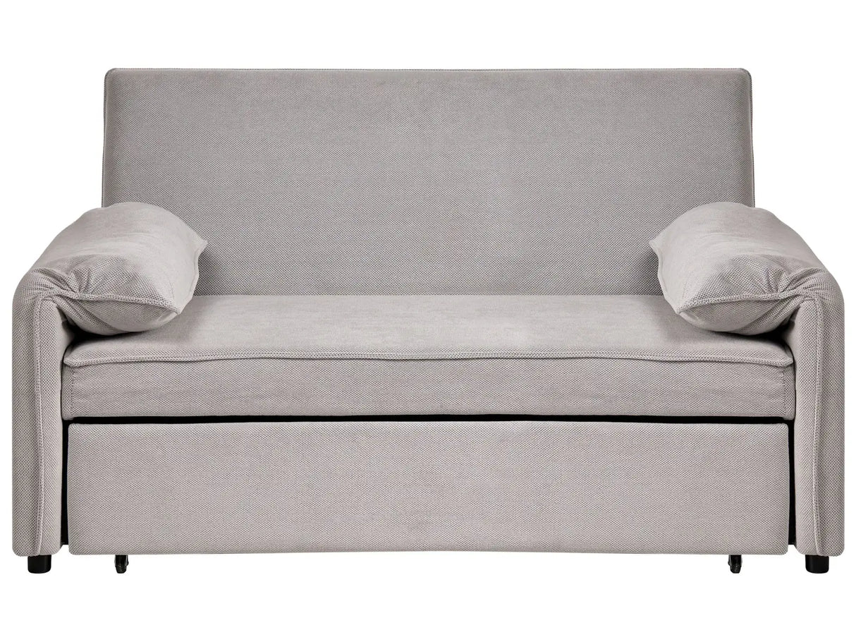Sofa Bed Grey Fabric with Fold Out Sleeping Function Minimalist Sofa Beliani