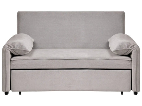 Sofa Bed Grey Fabric with Fold Out Sleeping Function Minimalist Sofa Beliani