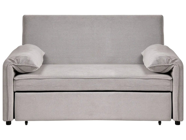 Sofa Bed Grey Fabric with Fold Out Sleeping Function Minimalist Sofa Beliani