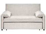 Sofa Bed Off White Fabric with Fold Out Sleeping Function Minimalist Sofa Beliani