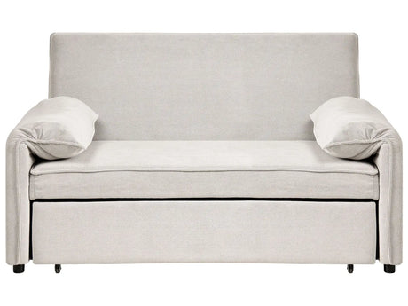 Sofa Bed Off White Fabric with Fold Out Sleeping Function Minimalist Sofa Beliani