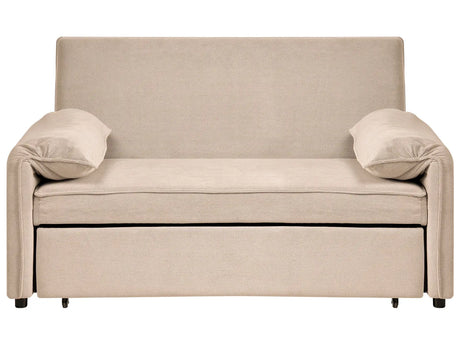 Sofa Bed Light Brown Fabric with Fold Out Sleeping Function Minimalist Sofa Beliani