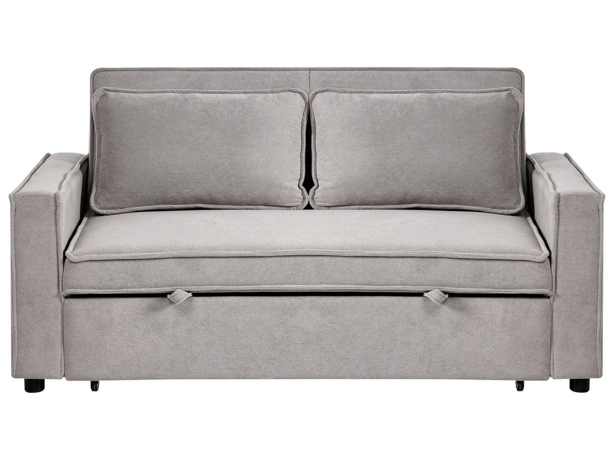 Sofa Bed Grey Fabric with Fold Out Sleeping Function Minimalist Sofa Beliani