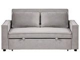 Sofa Bed Grey Fabric with Fold Out Sleeping Function Minimalist Sofa Beliani