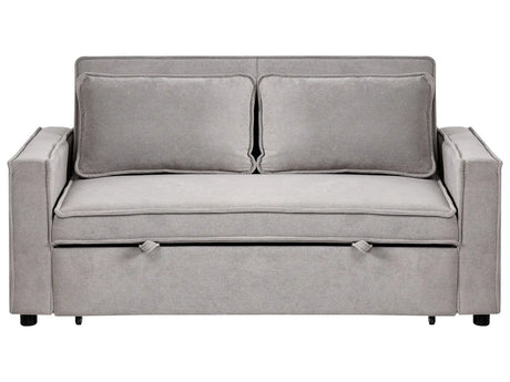 Sofa Bed Grey Fabric with Fold Out Sleeping Function Minimalist Sofa Beliani