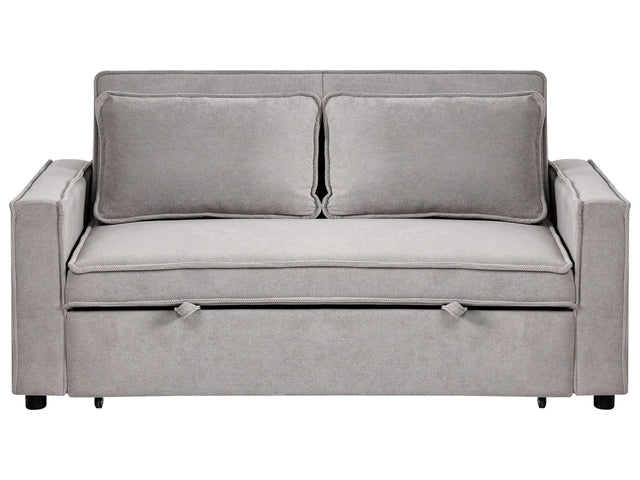 Sofa Bed Grey Fabric with Fold Out Sleeping Function Minimalist Sofa Beliani