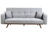 Sofa Bed Grey Polyester Upholstery Tufted 3 Seater Iron Legs Track Armrests Traditional Style Living Room Beliani