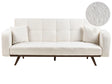 Sofa Bed Off-White Boucle Upholstery Tufted 3 Seater Iron Legs Track Armrests Traditional Style Living Room Beliani