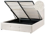 Ottoman Bed Off-White Boucle EU Double Size 4ft6 Lift-Up Storage Headboard Slatted Base Modern Design Beliani