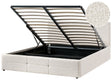 Ottoman Bed Off-White Boucle EU King Size 5ft3 Lift-Up Storage Headboard Slatted Base Modern Design Beliani