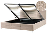Ottoman Bed Beige Boucle EU Super King Size 6ft Lift-Up Storage Headboard Slatted Base Modern Design Beliani