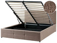 Ottoman Bed Taupe Boucle EU Double Size 4ft6 Lift-Up Storage Headboard Slatted Base Modern Design Beliani