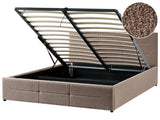 Ottoman Bed Taupe Boucle EU King Size 5ft3 Lift-Up Storage Headboard Slatted Base Modern Design Beliani