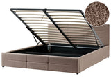 Ottoman Bed Taupe Boucle EU Super King Size 6ft Lift-Up Storage Headboard Slatted Base Modern Design Beliani