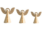 Set of 3 Angels Figurines Beige Honeycomb Paper 3D Effect Origami Style Festive Motif Beliani