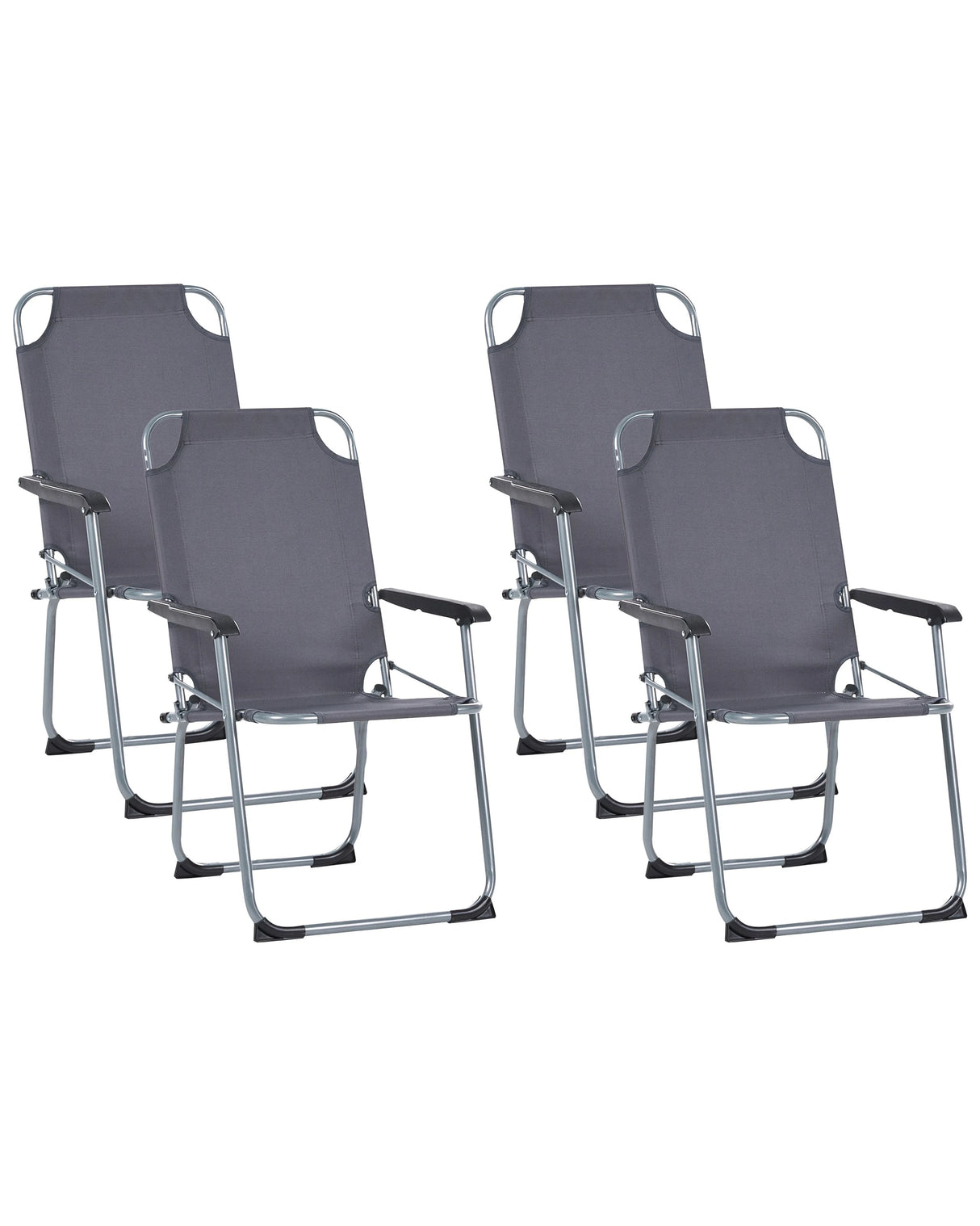 Set of 4 Garden Chairs Grey Steel Frame Textile Matt Powder Coated Folding Modern Outdoor Beliani