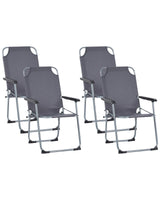 Set of 4 Garden Chairs Grey Steel Frame Textile Matt Powder Coated Folding Modern Outdoor Beliani